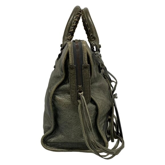 Auth BALENCIAGA The City 115748 Blue Green Leather - Handbag - Picture 6 of 16